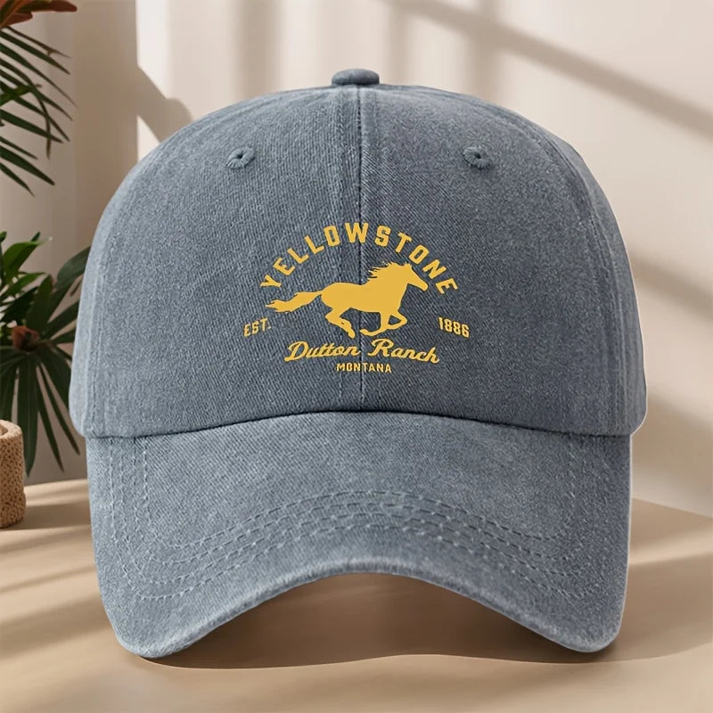 Yellowstone Horse Print Baseball Cap, Classic Retro Duckbill Cap