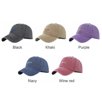 Washed Cotton Yours Letter Embroidered Cap