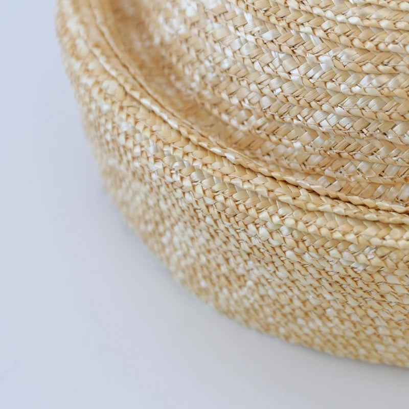 100% Natural Round Straw Hat For Women Japanese Summer Sailor Hat