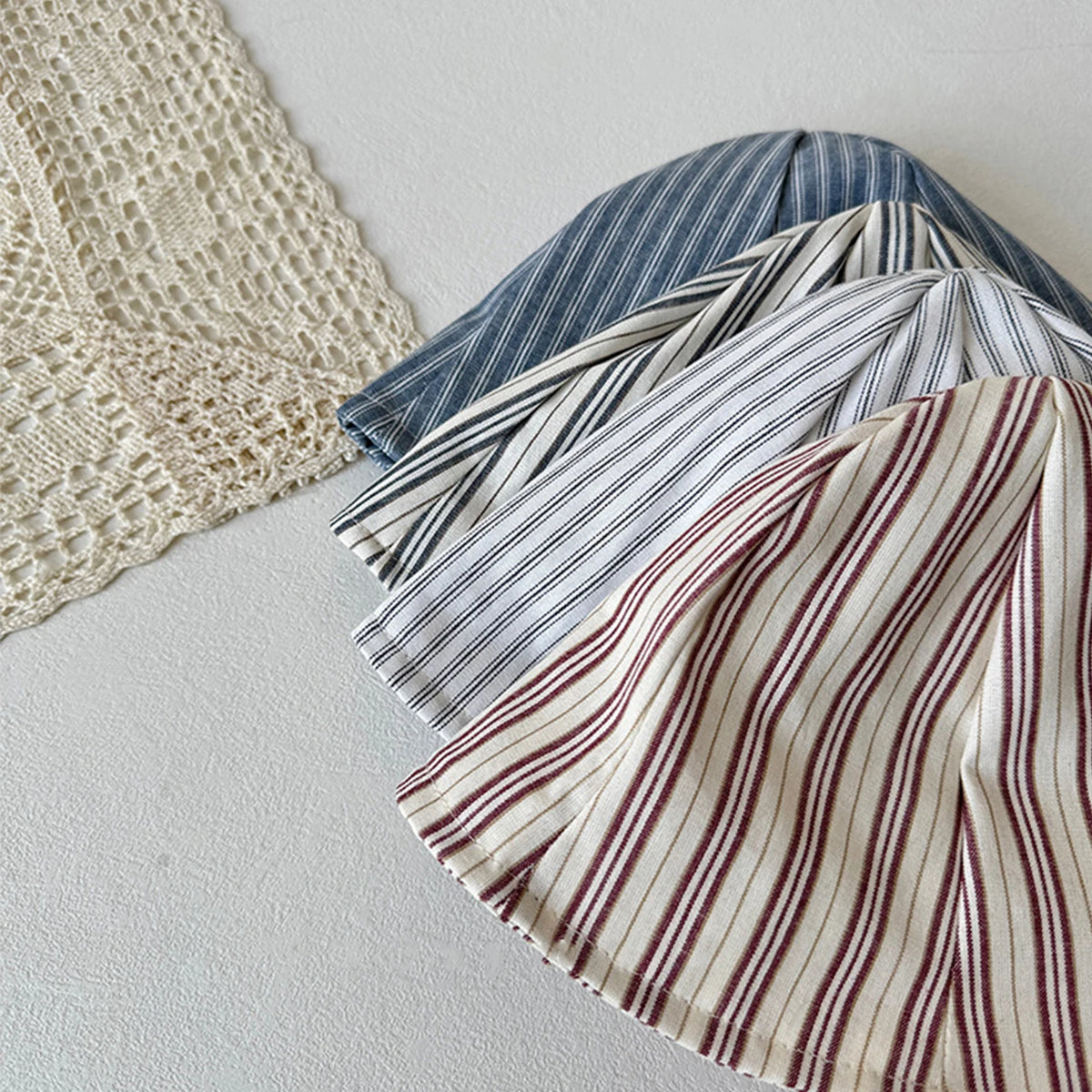 Baby Summer Cotton Fisherman Hat Fashion Striped Wide Brim Bucket Hats For Kids Boys Girls