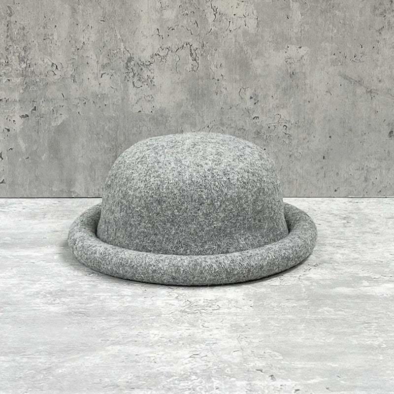 Women Winter Hat Wool Cap Vintage Bucket Bowler Hat