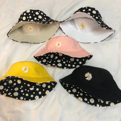 Summer Daisy Double-Sided  Bucket Hats Women's