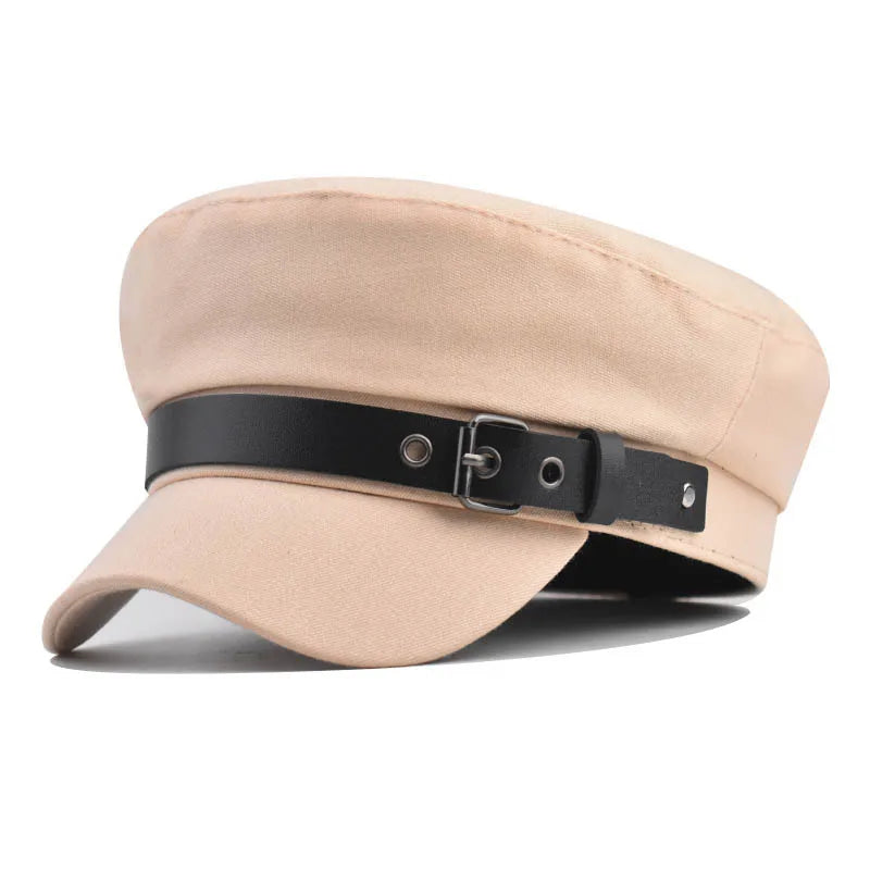 Belt Buckle Flat Top Duck Hat Fashion Trend Beret Artist Octagonal Cap