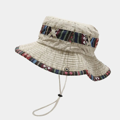 Cotton National Wind Solid Color Bucket Hat Outdoor Travel Sun Cap For Men And Women