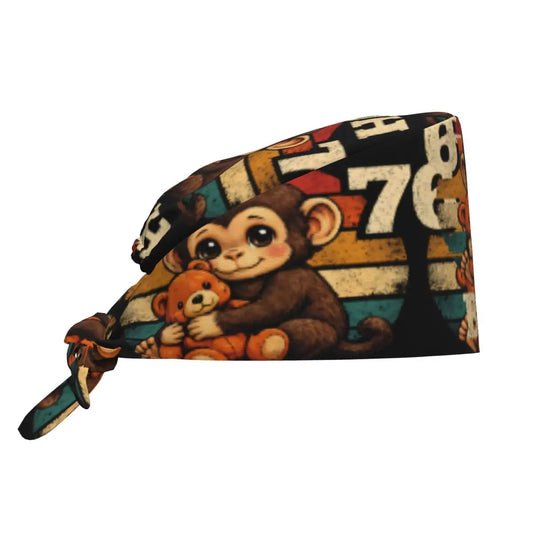 Nurse Hats Team Punch Funny Monkey Working Cap For Women And Men