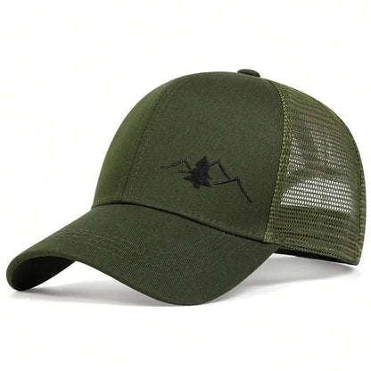 Unisex Mountain Embroidery Breathable Baseball Net Caps