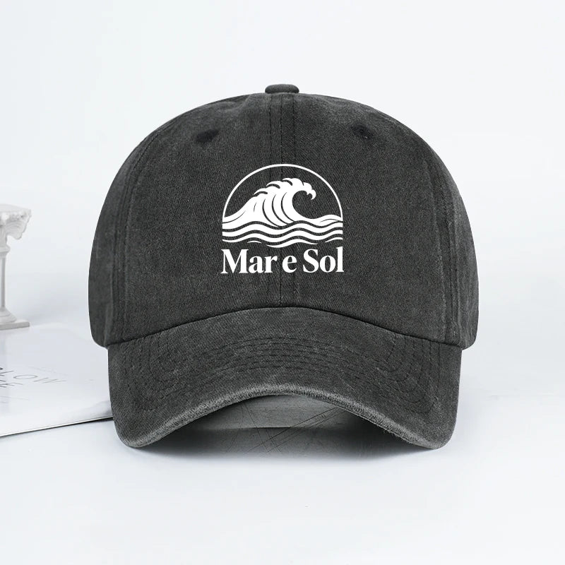Mare Sol Wave Logo Print Washed Baseball Cap