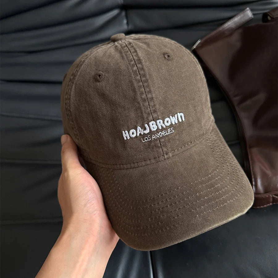 Korean Style Washed Baseball Cap With Letters, Fashion Unisex Soft Top Snapback