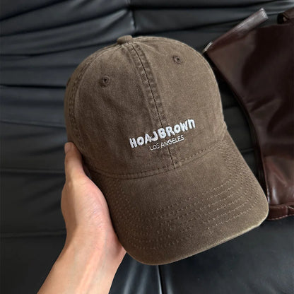 Korean Style Washed Baseball Cap With Letters, Fashion Unisex Soft Top Snapback