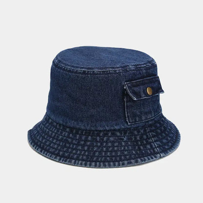 Denim Solid Color Bucket Hat Fisherman Hat Outdoor