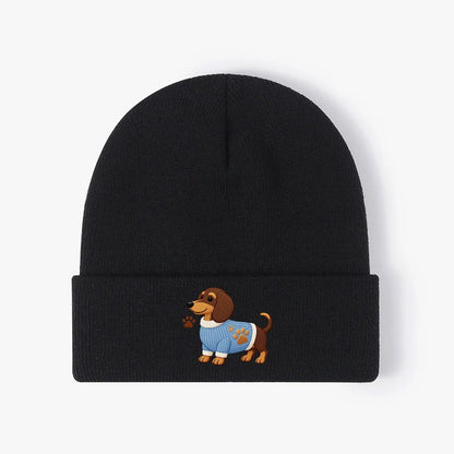 Dachshund Dog Knit Beanie Warm Cuffed Skull Cap