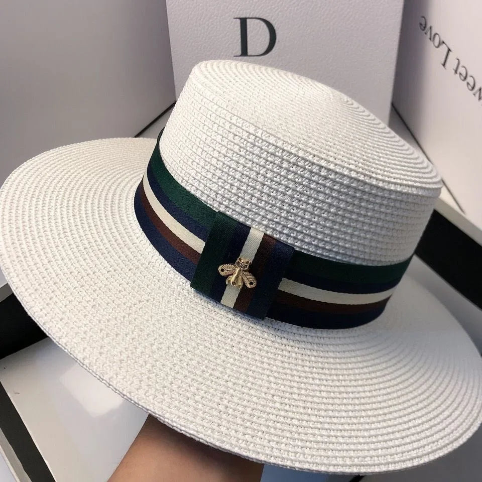 Women Summer Wide Brim Straw Hat Multicolor