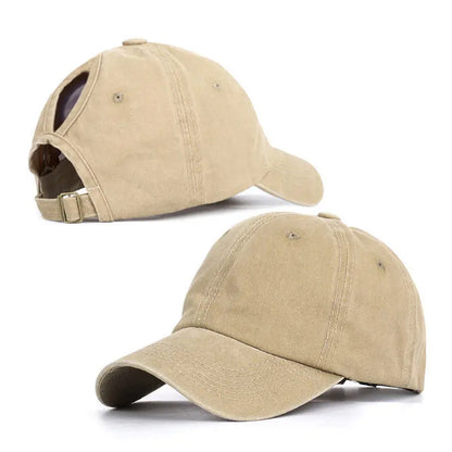 Retro Washed Backless Baseball Cap For Women