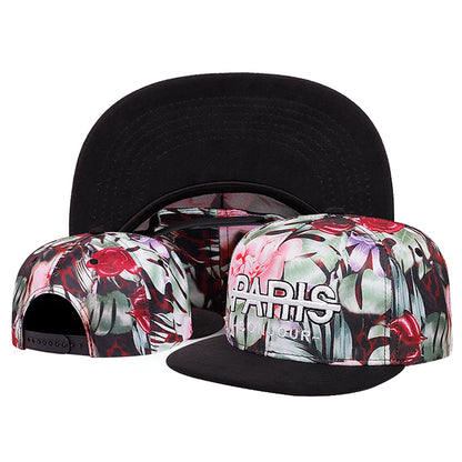 Creative Baseball Hat Paris Embroidered Flower Printed Hip Hop