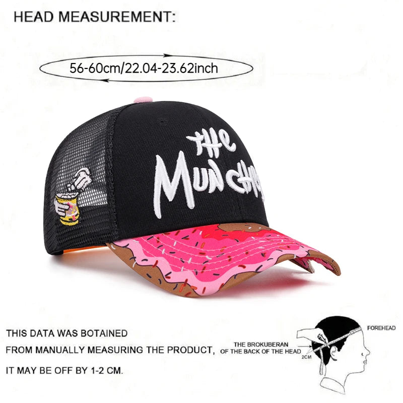 The Donut Embroidered Breathable Cotton Mesh Hat Men's Baseball Hat