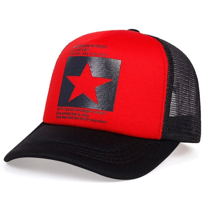 Unisfive-pointed Star Printed Baseball Cap Spring Summer Breathable Net Caps Men Women