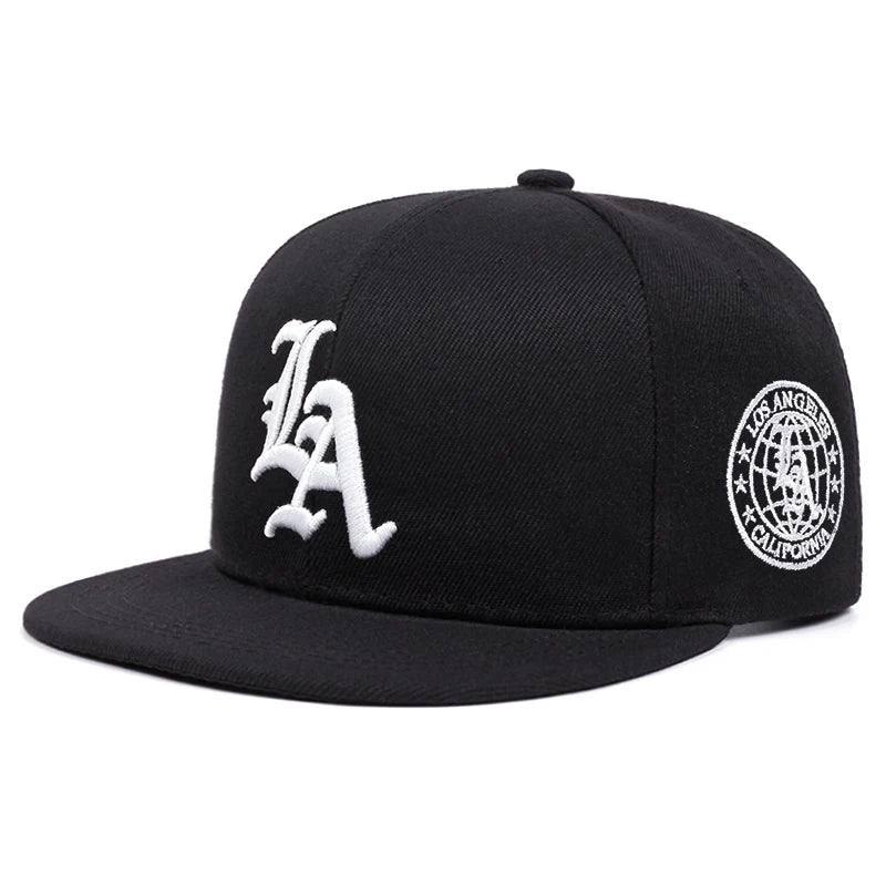 New Los Ange Earth Letter Embroidered Cotton Flat Edge Hat Baseball Hat Sunshade Hat Outdoor HipHop Hat