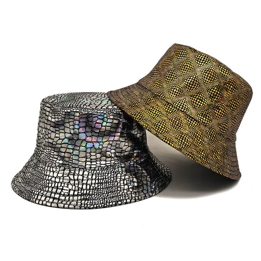 Bling Colorful Reflection Bucket Hats Women Men Decorate Panama Travel
