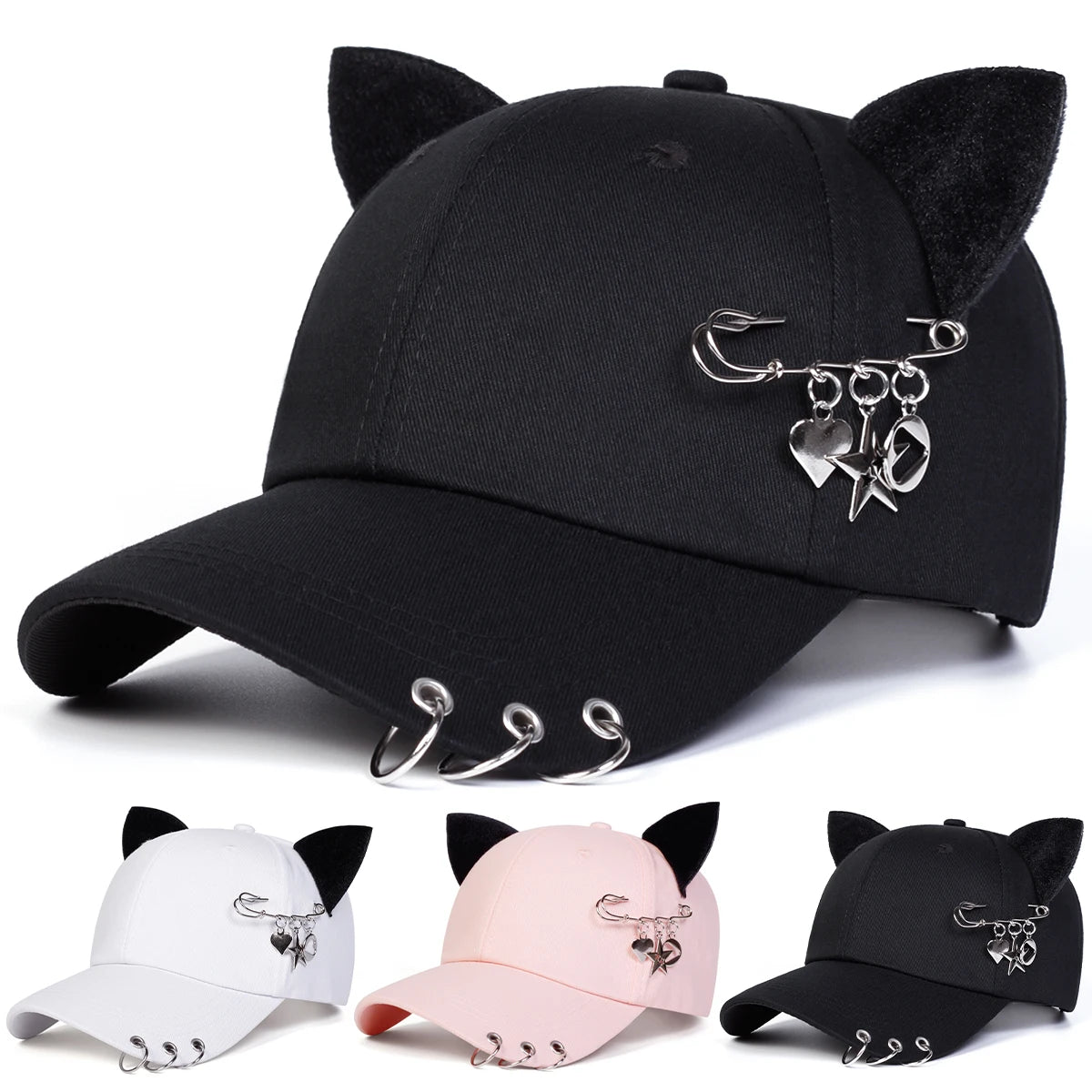 Unisex Cat Ear Pin Love Baseball Caps Spring Autumn