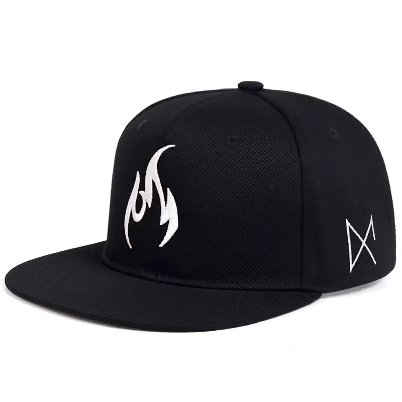 Unisex Flame Embroidery Hip-hop Hats Outdoor Casual Snapback Caps