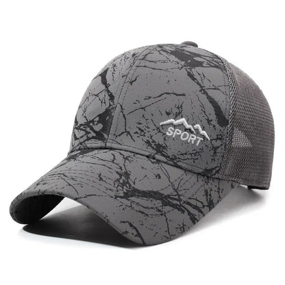 Men Women Camo Stone Print Mesh Trucker Cap