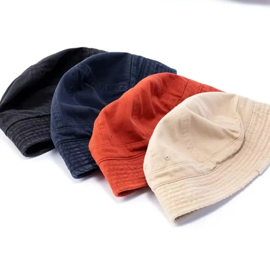 Casual Retro Bucket Hat Japanese Style Short-Brim Fisherman Cap Big Head