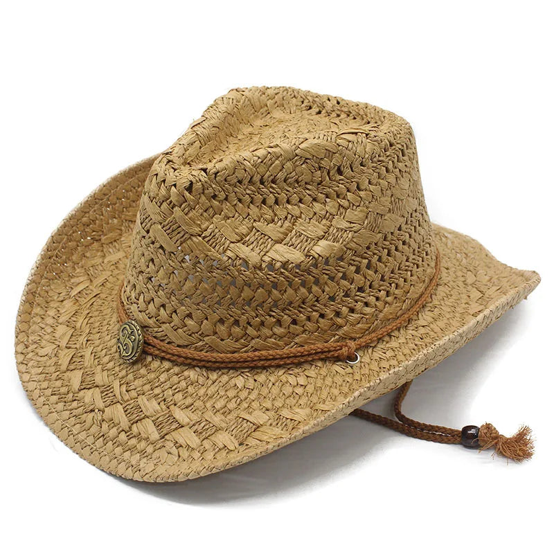 Men's Summer Foldable Straw Cowboy Hat