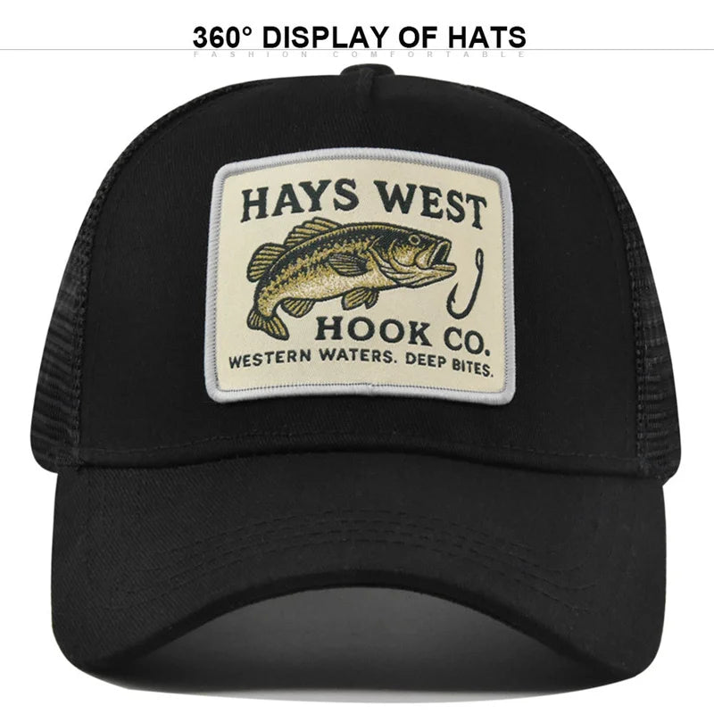 High Quality Fishing Embroidery Baseball Cap Outdoor Fishing Snapback Mesh Hat Sunshade Trucker Hat