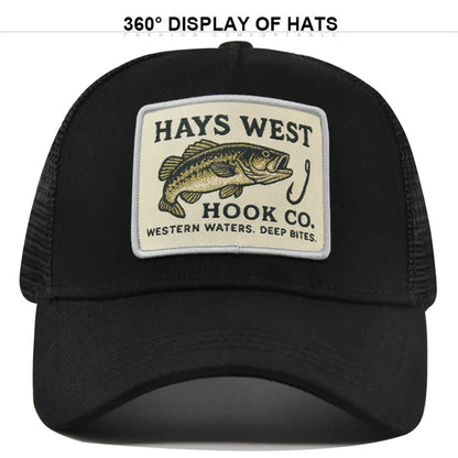 High Quality Fishing Embroidery Baseball Cap Outdoor Fishing Snapback Mesh Hat Sunshade Trucker Hat
