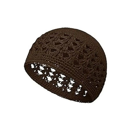 Solid Color Crochet Beanie Hats Unisex Stretchy Handmade Cotton Skull Cap