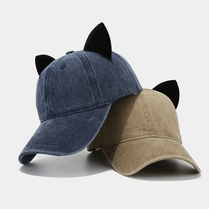 Cute Cat Ears Baseball Cap Women Summer Soft Top Caps Student Couple Personalized Hat