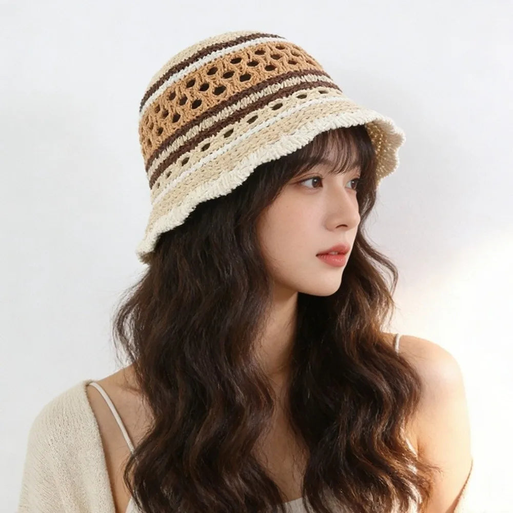 Popular Wide Brim Striped Bucket Hat