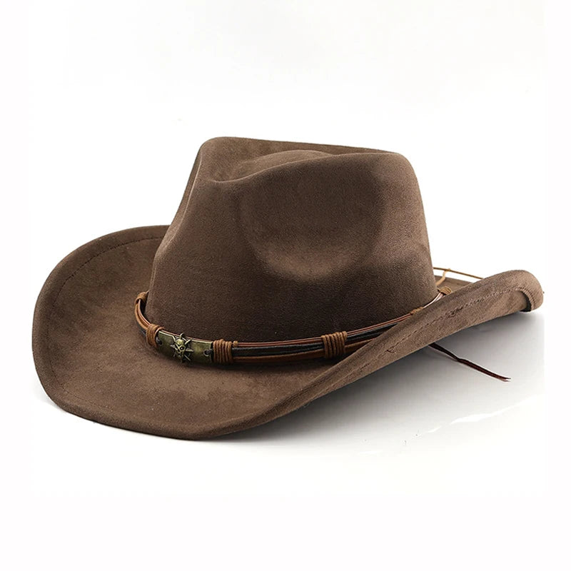Suede Western Cowboy Hat For Men Women Vintage