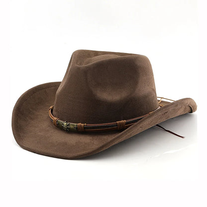 Suede Western Cowboy Hat For Men Women Vintage