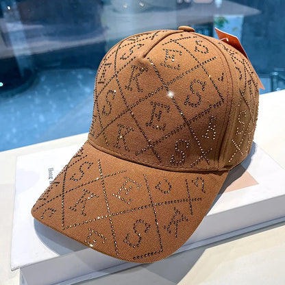 Full Rhinestone Letter Baseball Cap, Light Luxury Sparkling Rhinestone