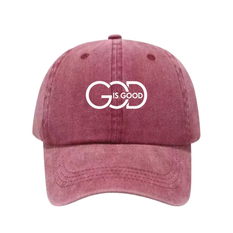 God Is Good Printed Washed Cotton Baseball Cap