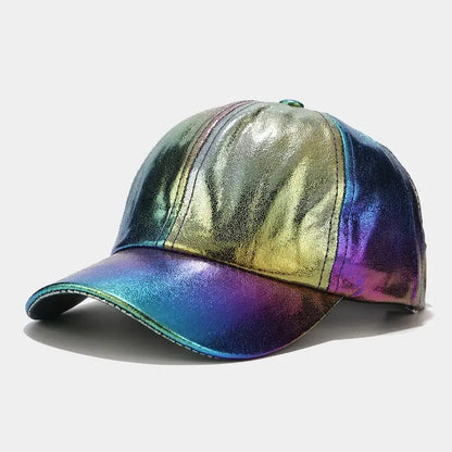 Glossy Pu Leather Baseball Caps For Women Men