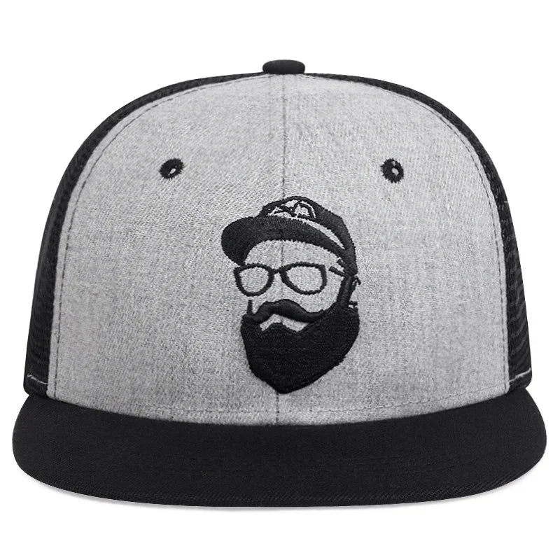 Unisex Old Man Embroidery Hip-hop Net Hats Spring And Summer