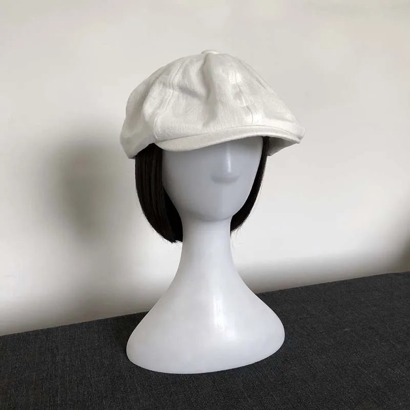 Summer Ultra-Thin Single Layer Linen Octagonal Hat Retro British Style Beret