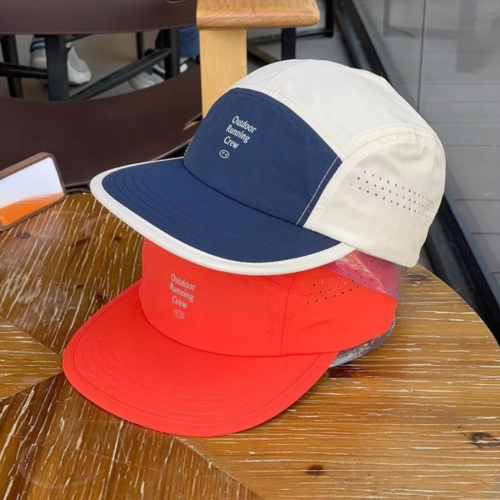 Color Block 5 Panel Baseball Cap - Embroidered Letter Quick Dry Mesh Breathable Sports Cap