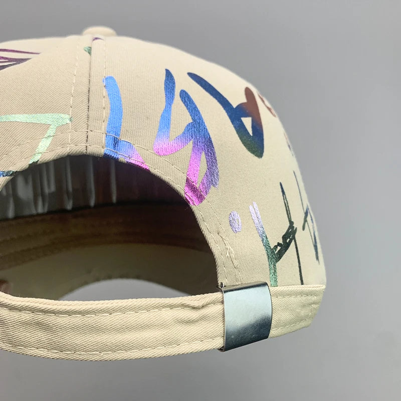 Cool Shiny Gradient Graffiti Letter Kpop Men Women Baseball Hats