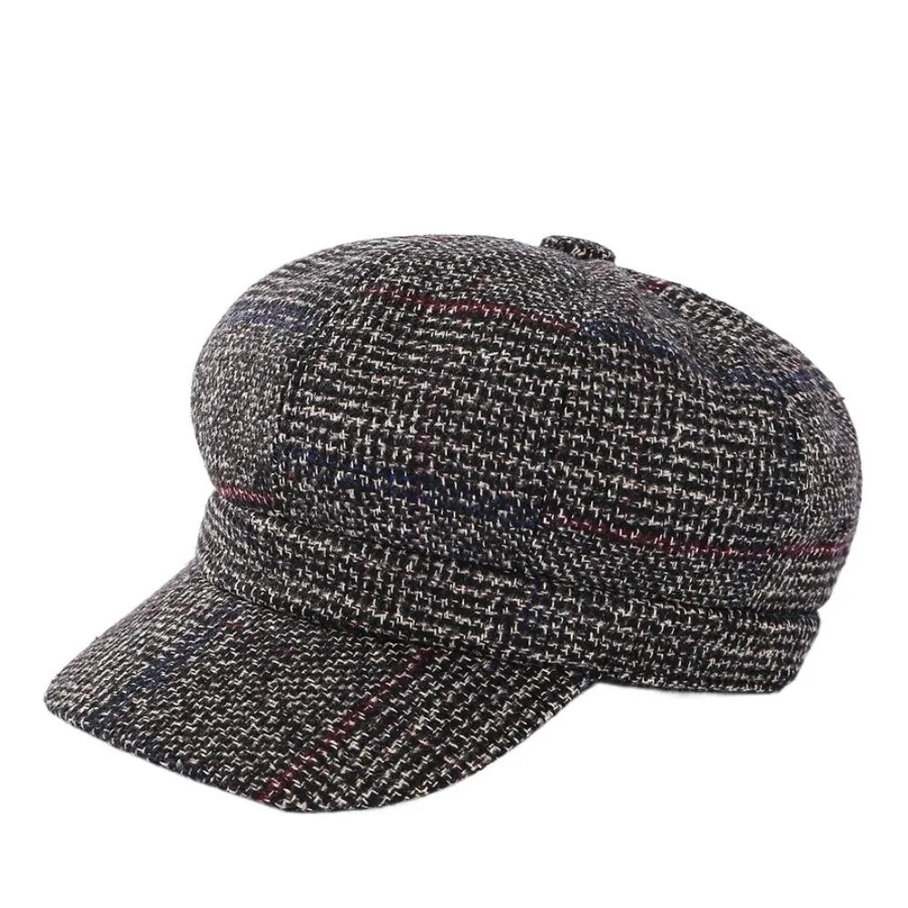 Vintage Plaid Design Woolen Hat Ear Protection