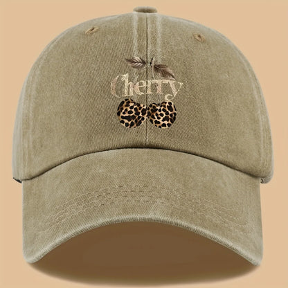 Leopard Print Baseball Cap Cherry Letters Unisex Daily Sun Hat