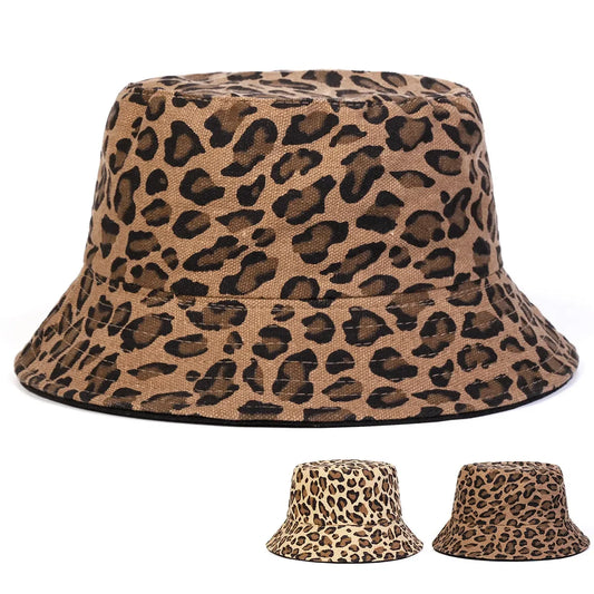 Unisex Leopard Print Personality Bucket Hats Fishermen Caps