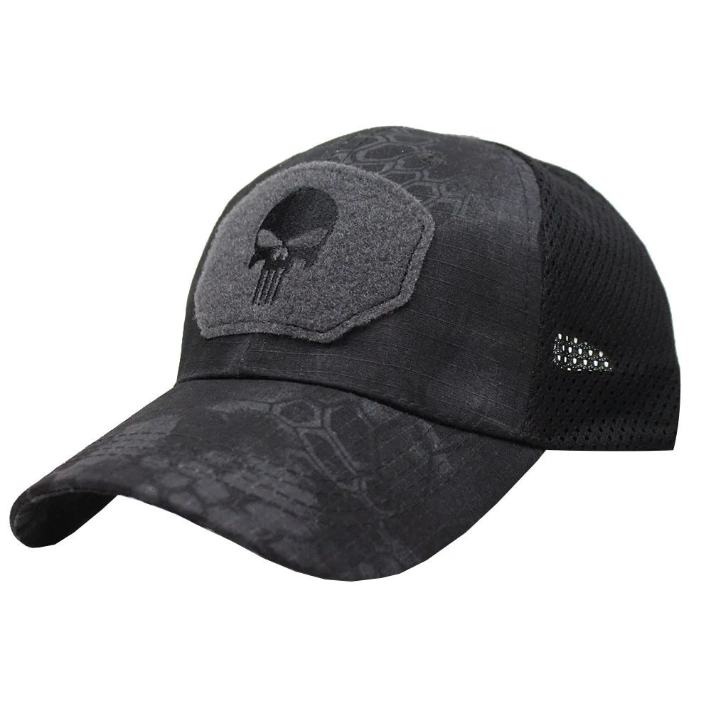 2024 New Summer Camouflage Skull Baseball Mesh Cap