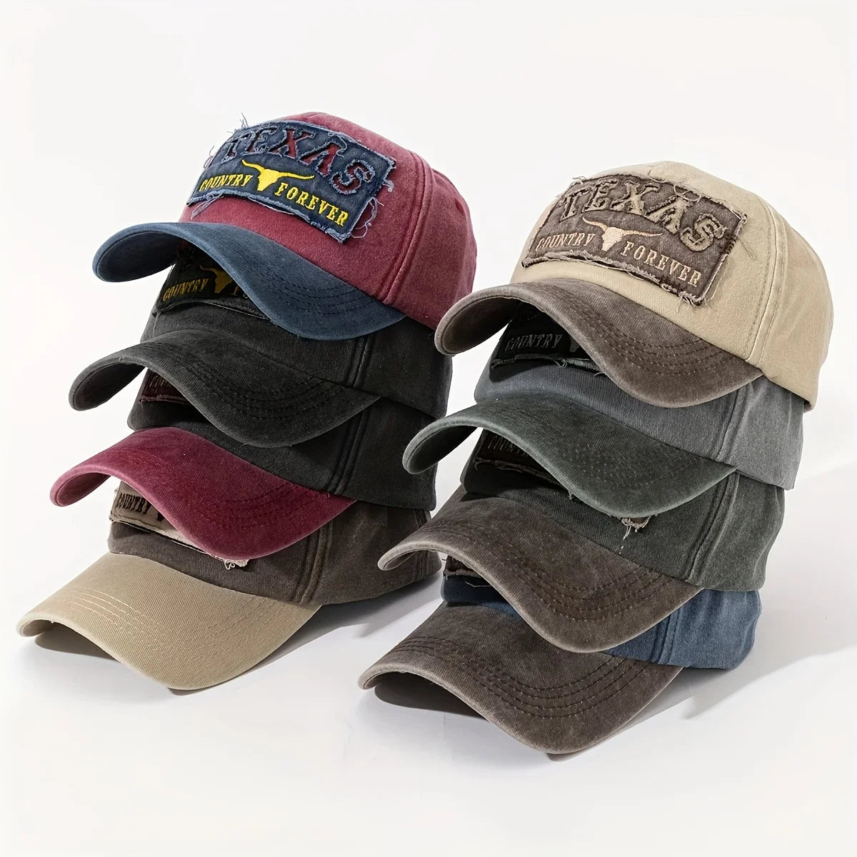 Texas Hollow 3D Patch Vintage Washed Baseball Hat