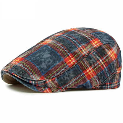 Men Women Vintage Plaid Artist Painter Beret Hat
