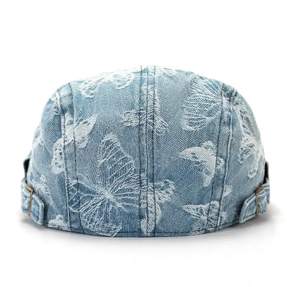 Spring And Autumn Cotton Cartoon Butterfly Print Newsboy Caps
