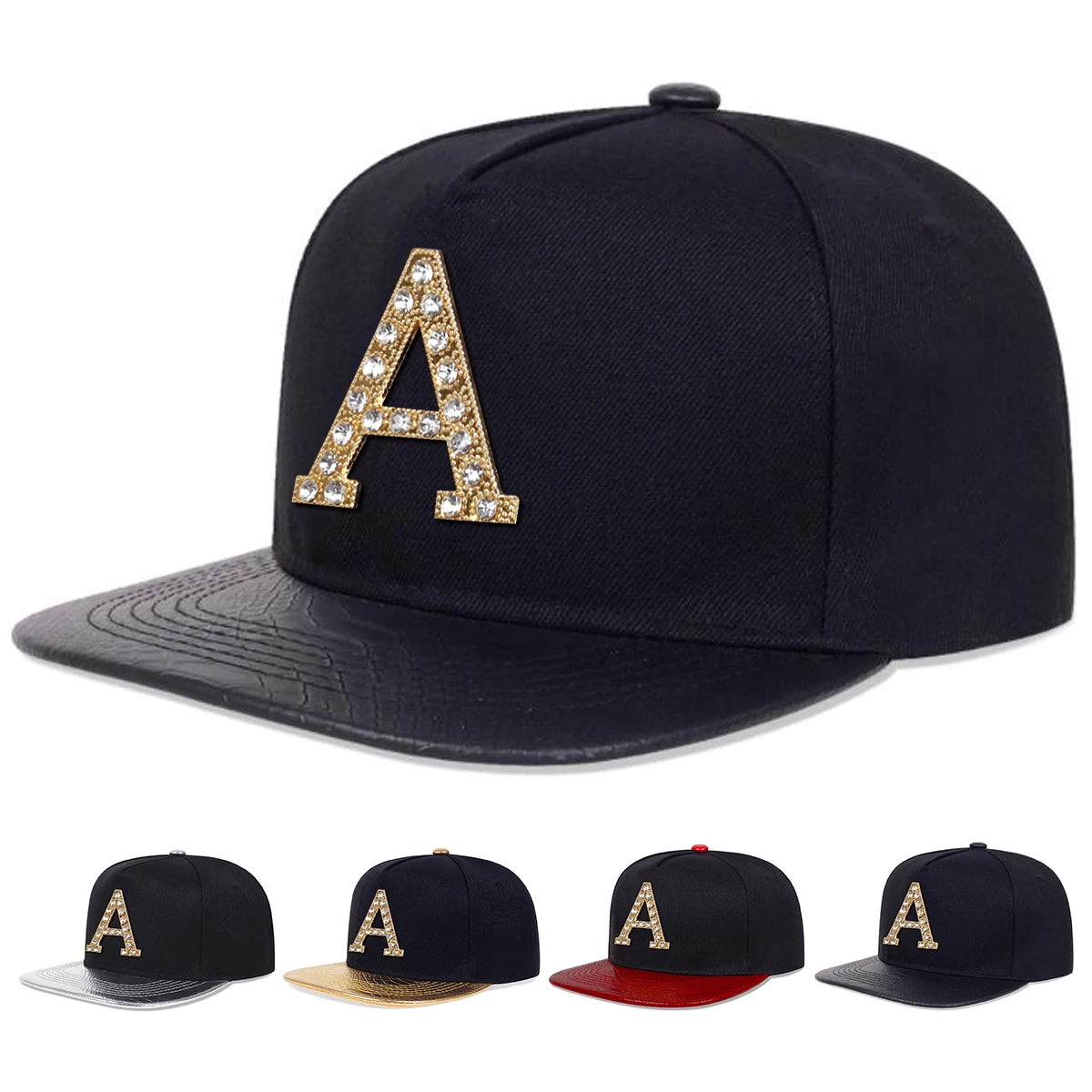 Unisex A Letter Label With Drill Hip-Hop Hats Spring Autum