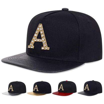 Unisex A Letter Label With Drill Hip-Hop Hats Spring Autum